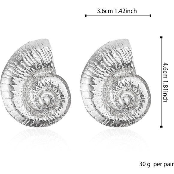 NEW Silver tone Large Statement Shell Earrings - Picture 9 of 9